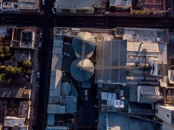 High angle view of buildings in city