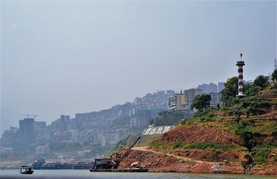 Cityscape against clear sky