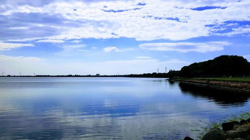Scenic view of lake against sky