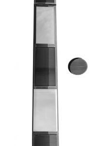 Low angle view of window on white wall