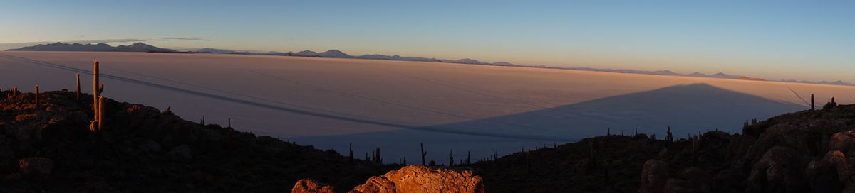 Panoramic view of landscape against sky during sunset