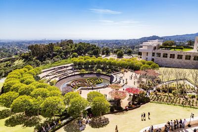 High angle view of central garden in city