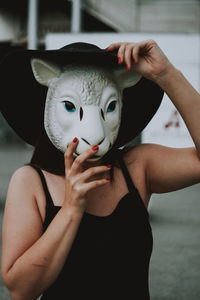 Portrait of woman wearing mask