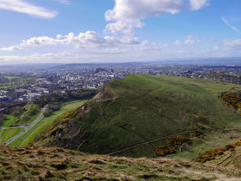 High angle view of cityscape against sky