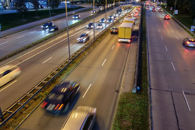 High angle view of vehicle on highway