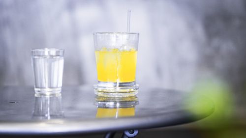 Close-up of drink in glass on table