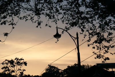 Low angle view of silhouette trees against sky during sunset