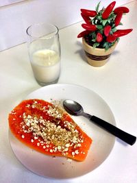 Close-up of salad in plate on table