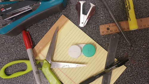 High angle view of food on table