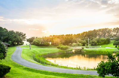 Scenic view of lake against sky