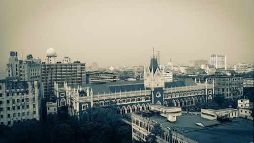 High angle view of buildings in city