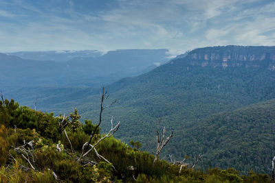 Scenic view of mountains against sky