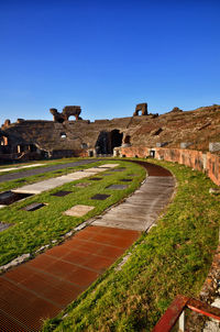 View of castle against clear blue sky