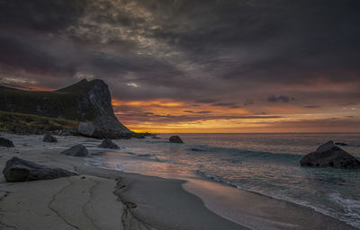 Scenic view of sea against sky during sunset