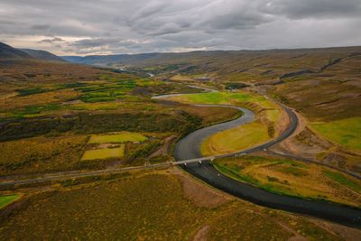 High angle view of landscape against sky