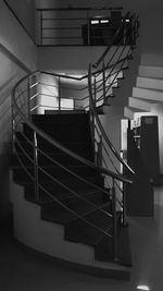 High angle view of spiral staircase in building