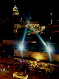 City lit up at night