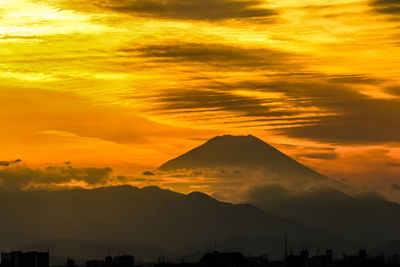 Scenic view of dramatic sky during sunset