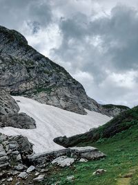 Alpine landscape with snow field