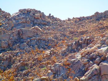Rock formations on landscape against clear sky