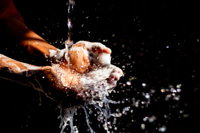 Close-up of person swimming in water