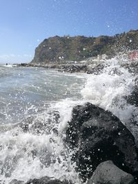 Scenic view of sea against clear sky