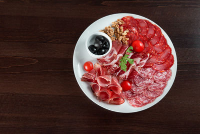 High angle view of breakfast served in bowl
