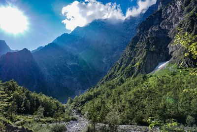 Panoramic view of mountains against sky