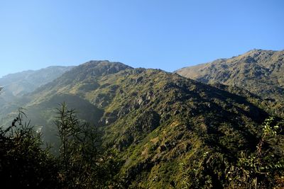 Scenic view of mountains against clear sky