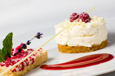 Close-up of dessert served in plate