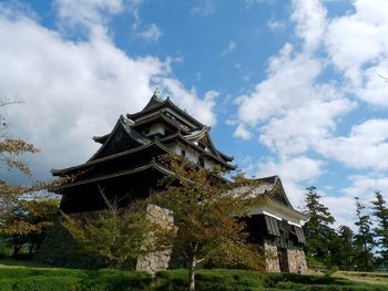 Low angle view of temple against sky