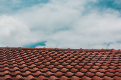 High section of house roof against sky