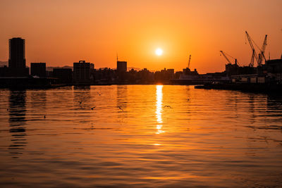 Sunset in a hakata habor