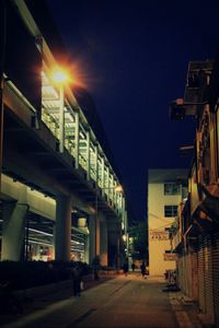 Illuminated buildings in city