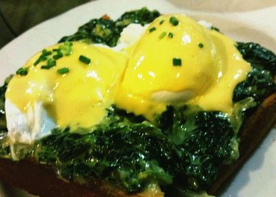Close-up of served food in plate