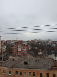 High angle view of buildings against sky