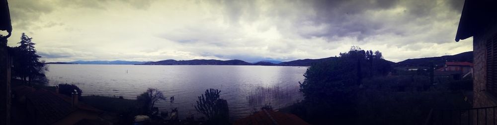 Scenic view of sea against cloudy sky