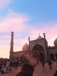 Group of people in front of building