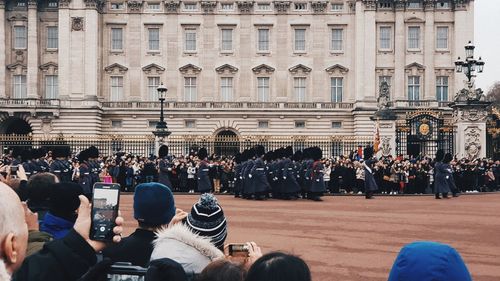 Group of people in front of building