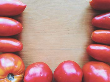 High angle view of tomatoes on table