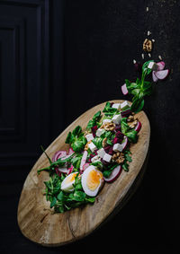 High angle view of salad on table