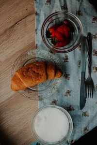 High angle view of food on table