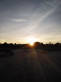 View of countryside landscape at sunset