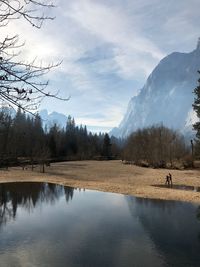 Scenic view of lake against sky