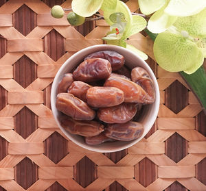 High angle view of food on table