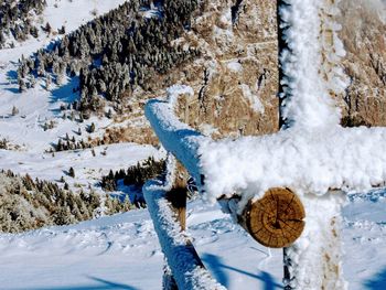 Scenic view of snow covered land