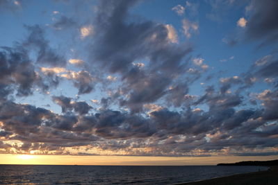 Scenic view of sea against sky at sunset