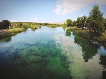 Scenic view of lake against sky