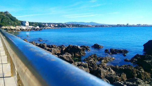 View of sea against blue sky