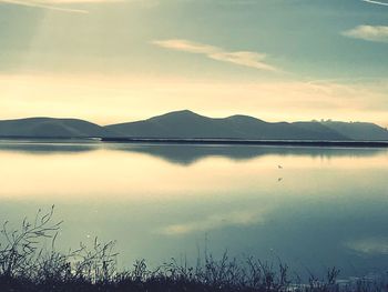 Scenic view of lake against sky